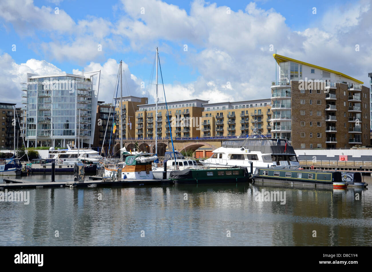 Limehouse Bassin und Marina in den London Docklands Stockfoto