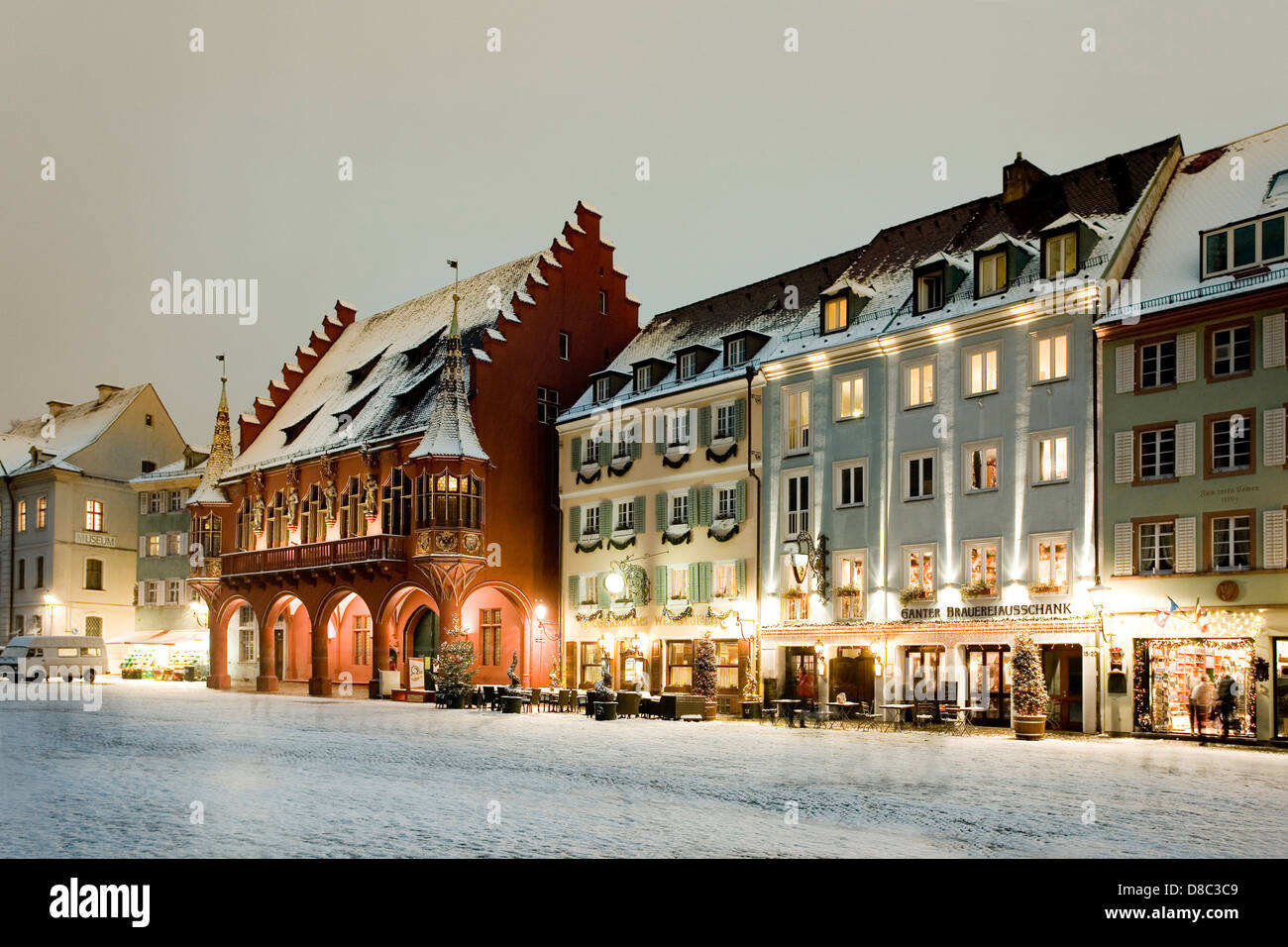 Muensterplatz im Winter, Freiburg Im Breisgau, Deutschland Stockfoto