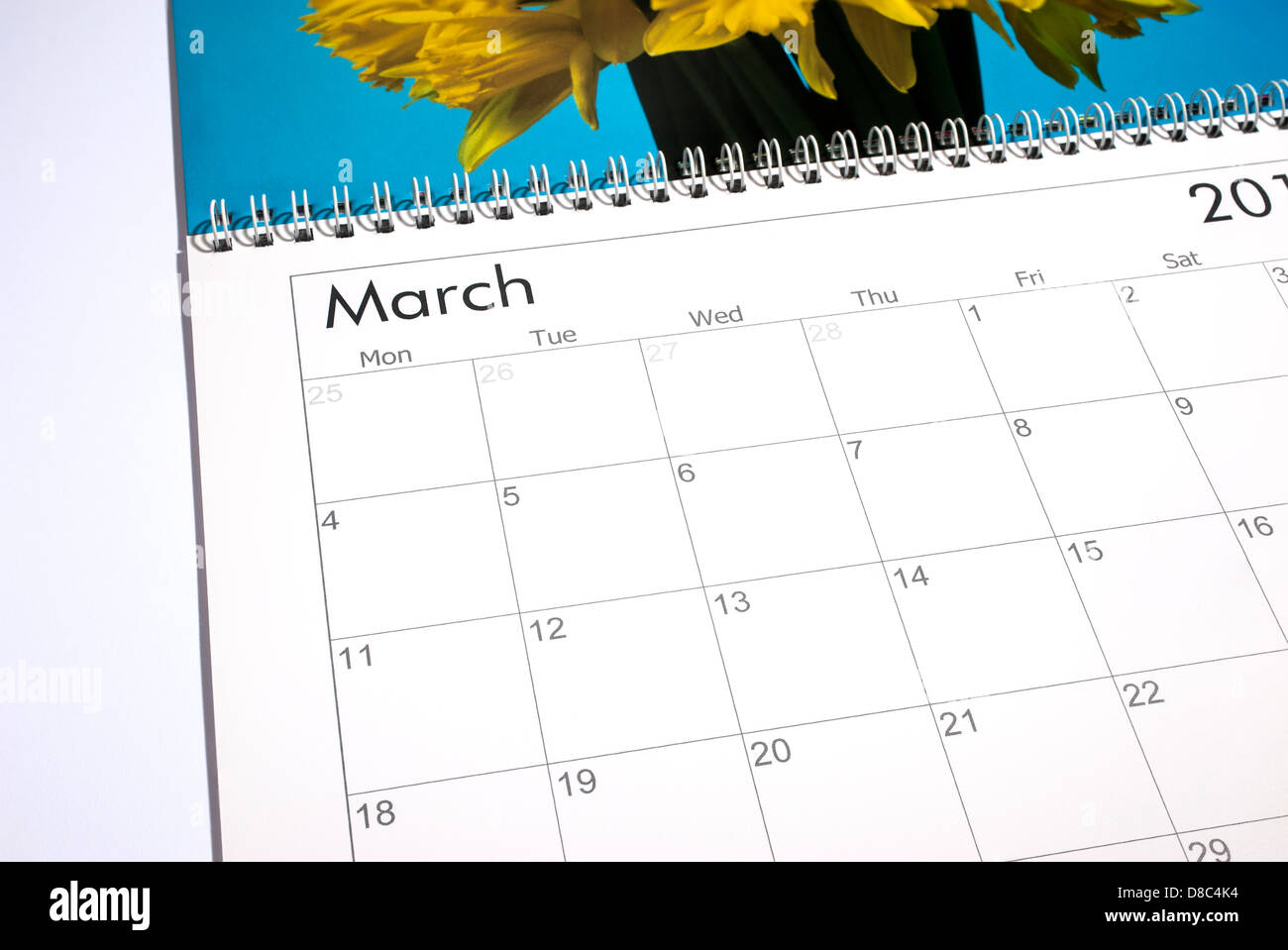 Leeres Kalenderblatt März 2013 Stockfoto