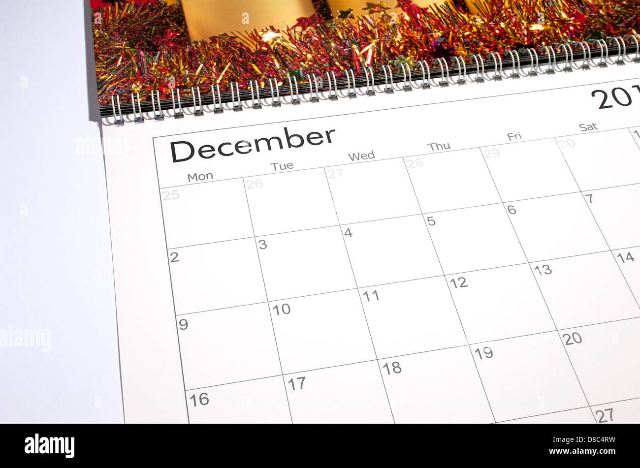 Leere Kalenderseite - Dezember 2013 Stockfoto