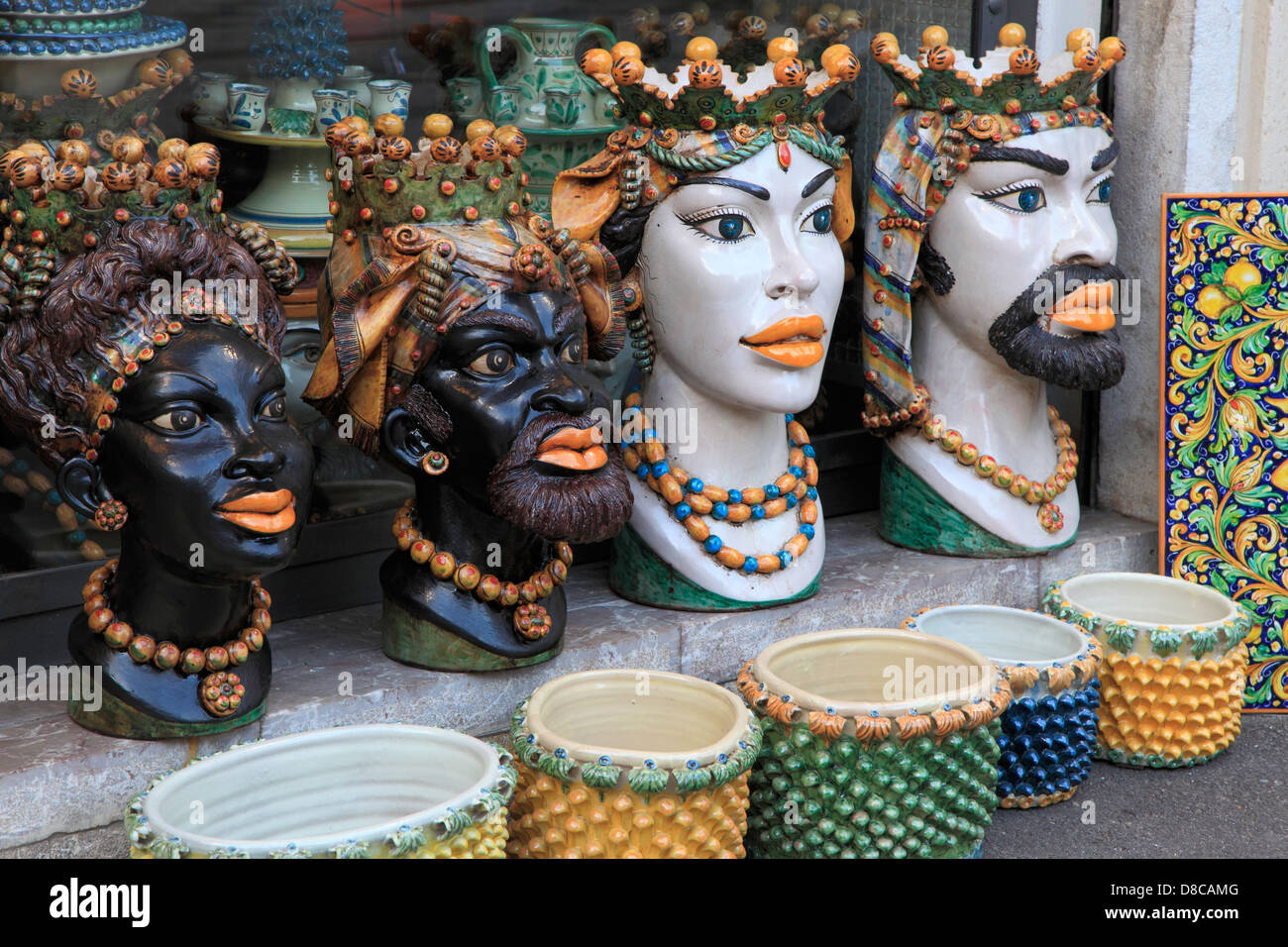 Italien, Sizilien, Taormina, Keramik Shop, Handwerk, Stockfoto