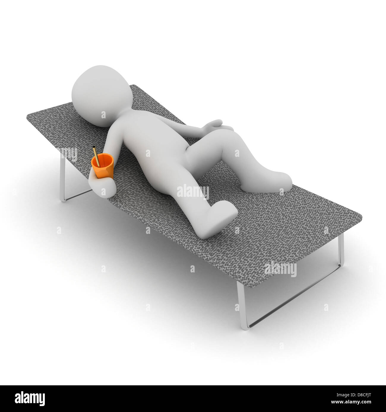 Ein 3D-Charakter ist Entspannung im Urlaub Stockfoto