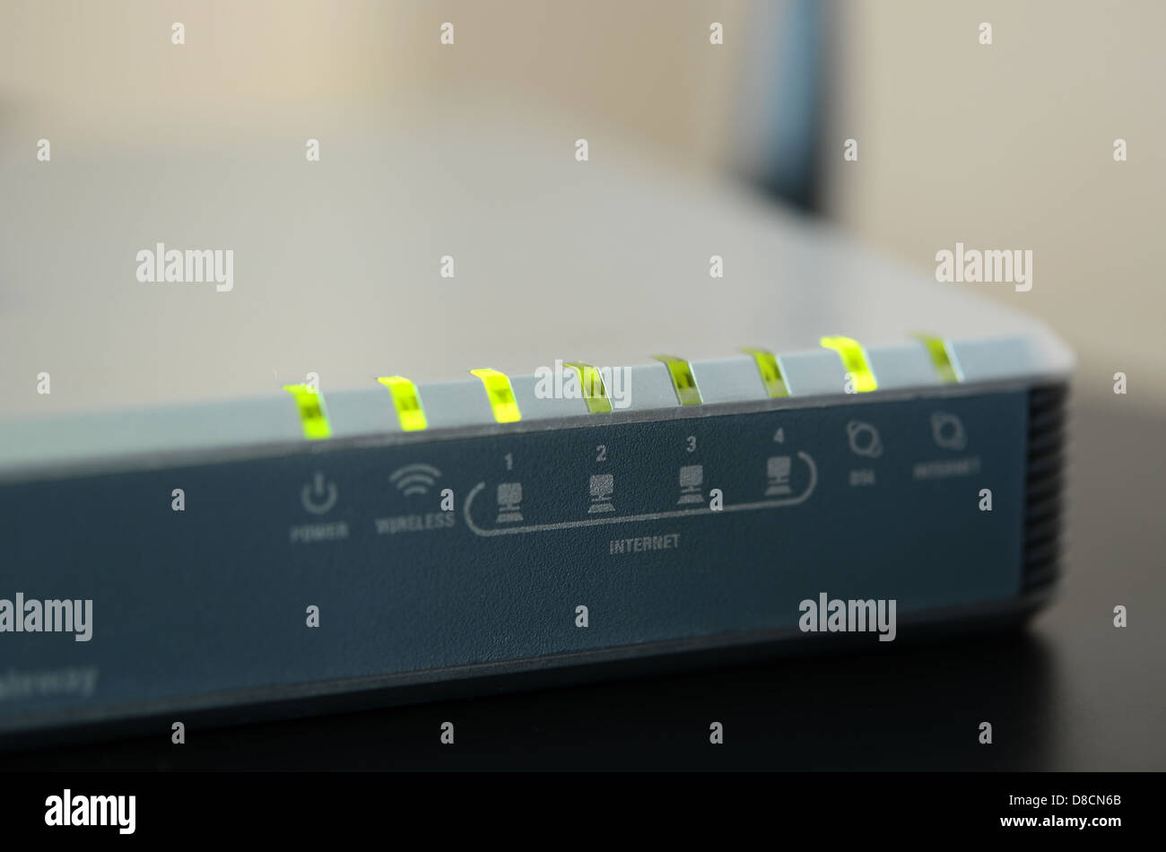 Wireless-Router führte Licht drehen, ein- und ausschalten Stockfoto