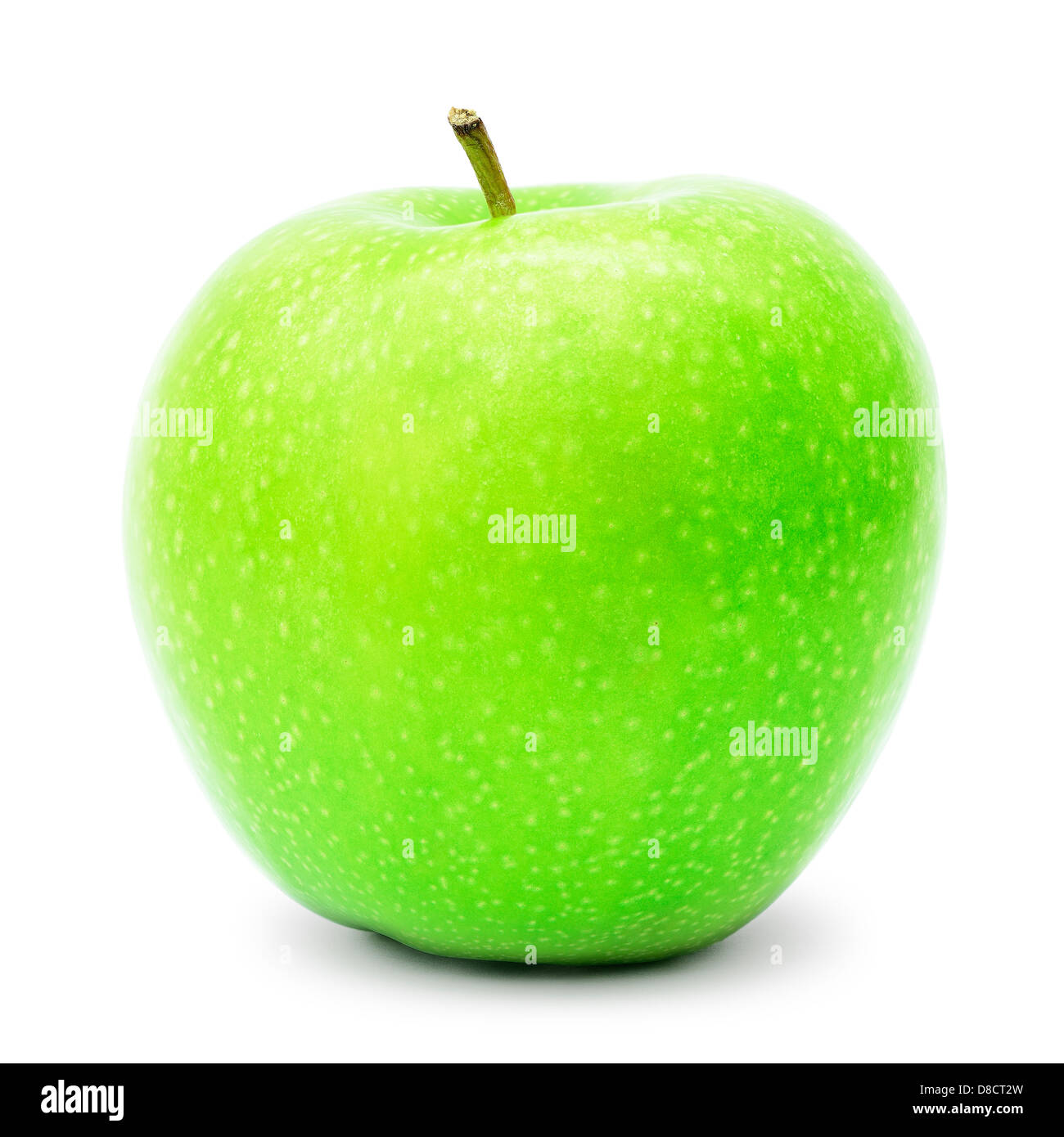 Grüner Apfel. Isoliert auf weißem Hintergrund. Große Schärfentiefe. Stockfoto