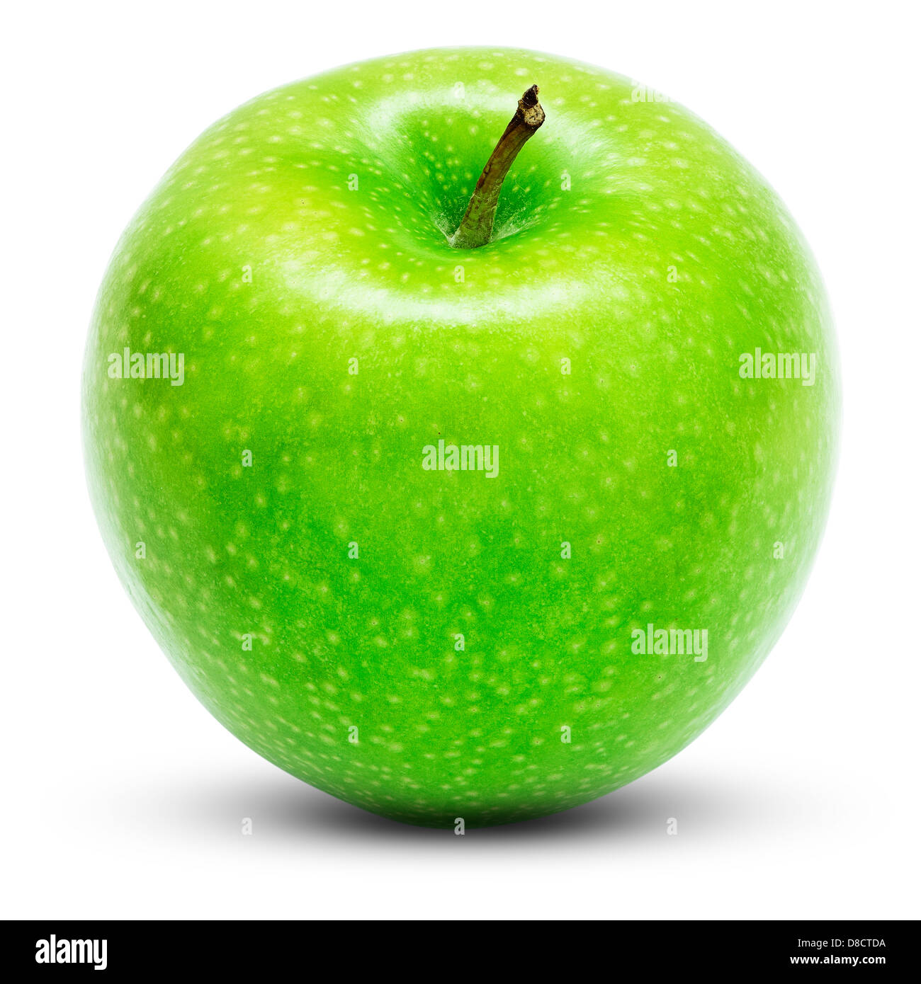 Grüner Apfel isoliert auf weißem Hintergrund. Große Schärfentiefe. Stockfoto