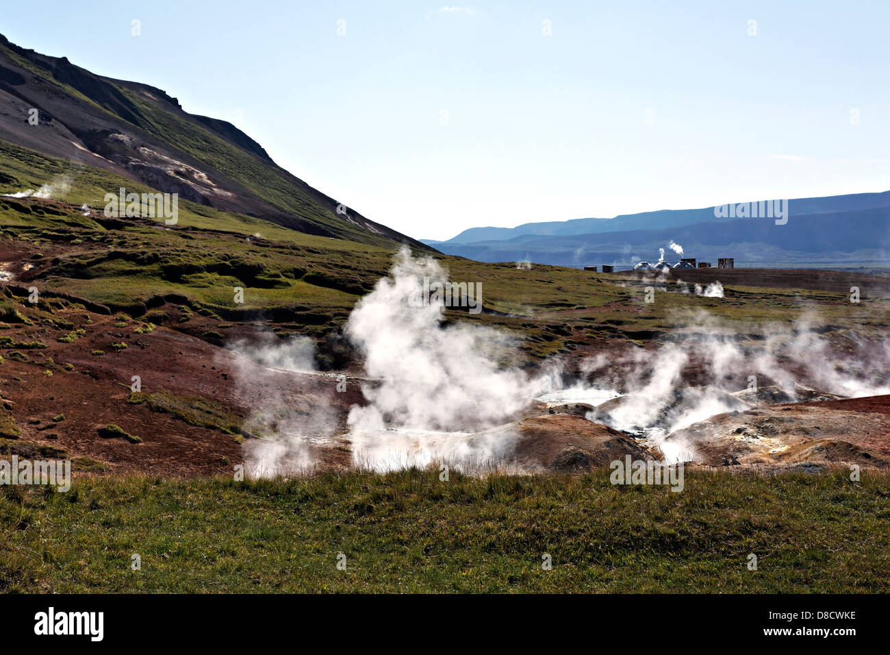 Geothermische Bereich Landschaft, Hellisheidi, Island Stockfoto