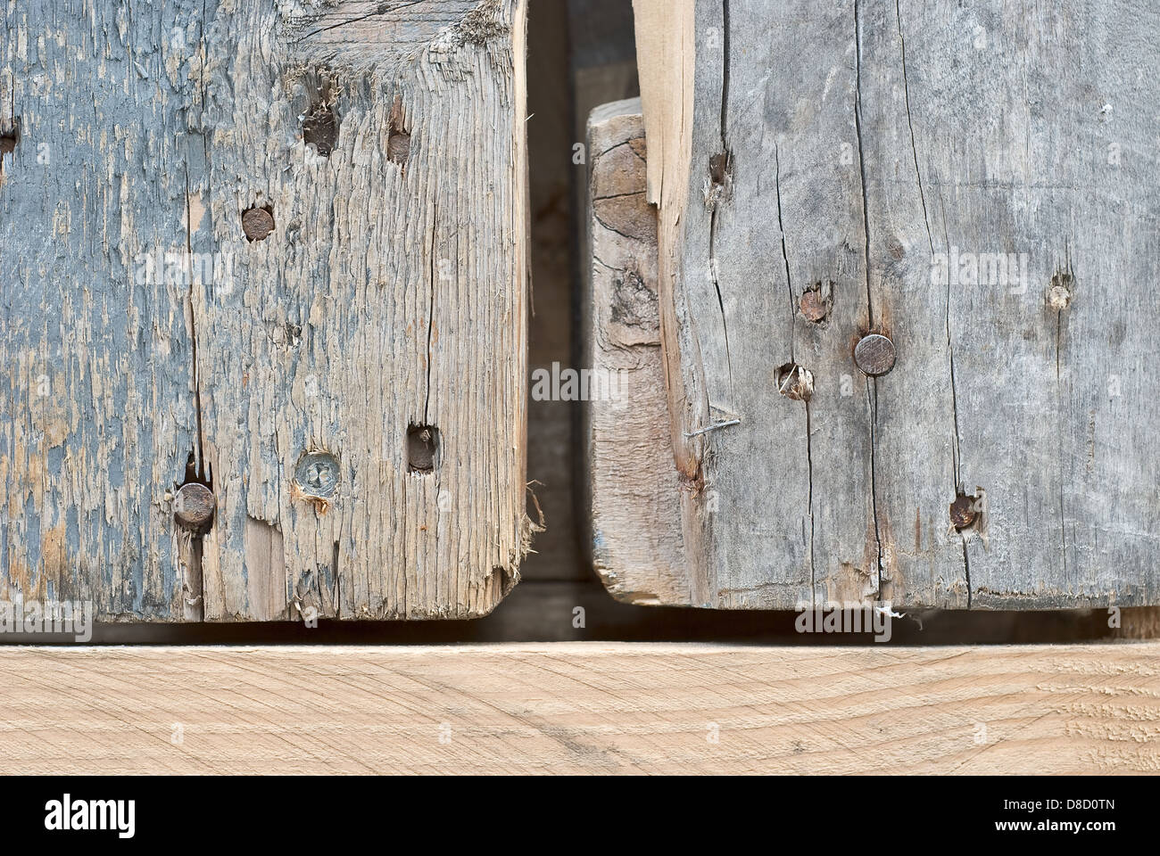Alterung und verwittertem Holz als gestalterisches Element Stockfoto