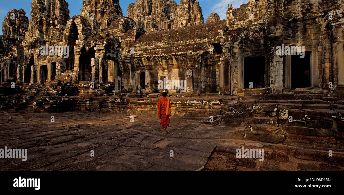Jagd nach dem magischen Licht am Bayon Tempel in Kambodscha, die Teil von Angkor Wat ist. Stockfoto