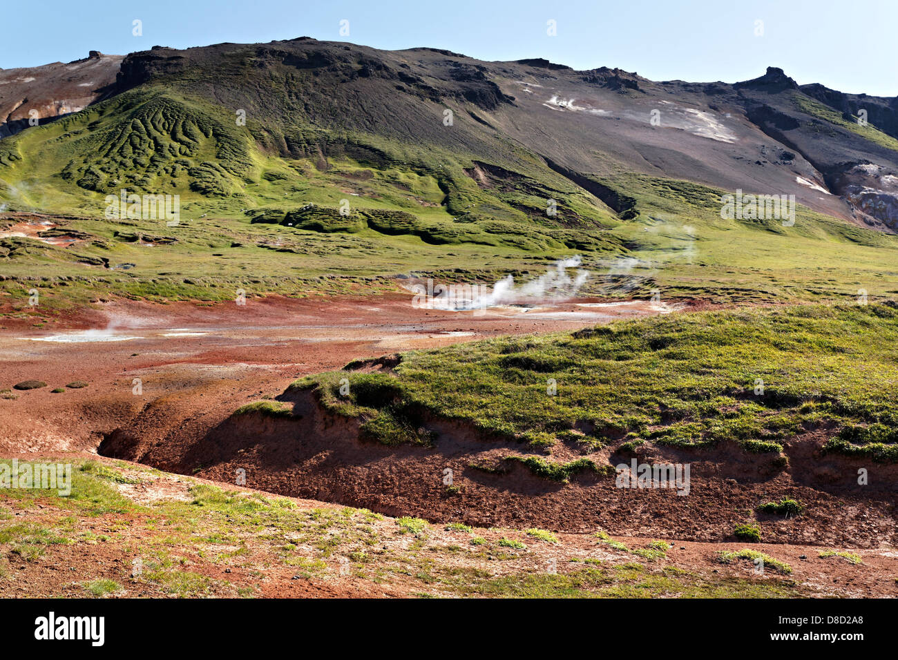Geothermische Schlamm Bereich Poollandschaft, Hellisheidi, Island Stockfoto