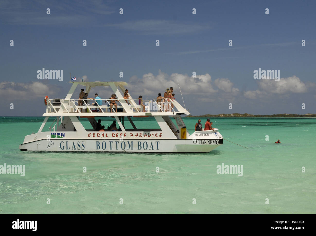 Glasboden-Bootstour, Cayo Coco, Kuba Stockfoto