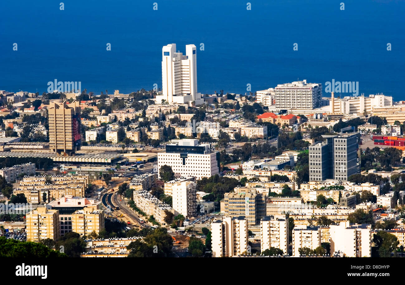 Panorama der Stadt Haifa aus Israel Stockfoto