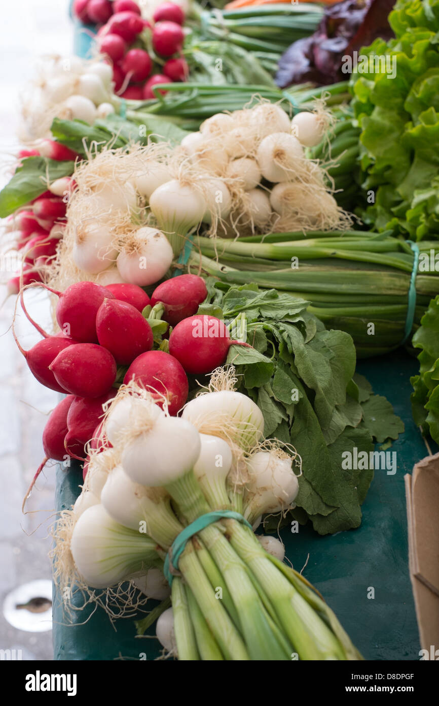 Gemüse auf dem Markt in der Rue Mouffetard Paris Frankreich Stockfoto