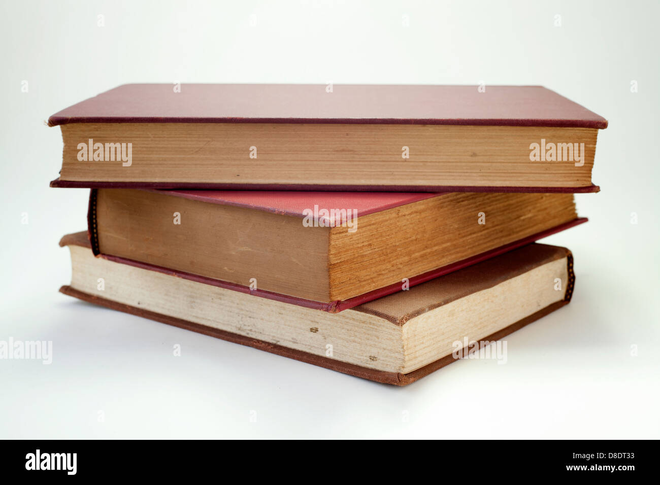 Bücher eine Überlappung isoliert auf weißem Hintergrund Stockfoto
