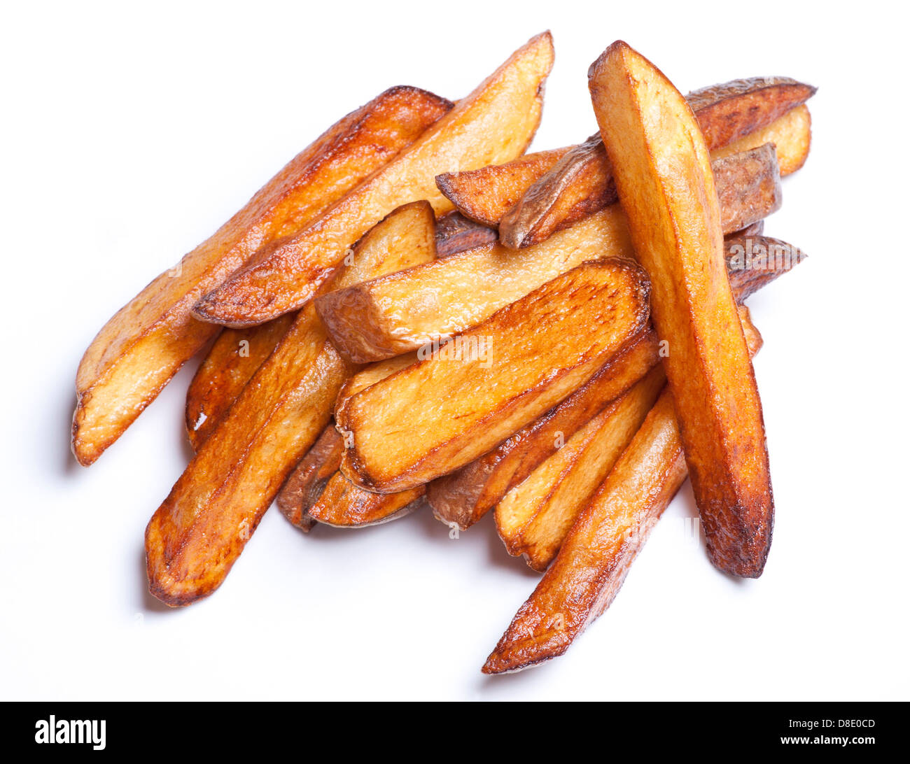 Pommes frites - hausgemachte gebackene, gebratene Kartoffeln Stockfoto