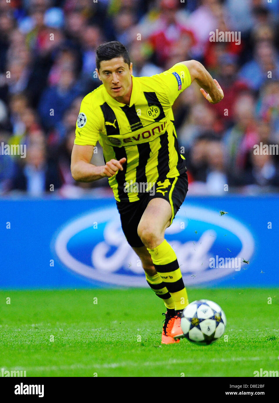 Fußball: Europäische Champions League Cup Finale, Borussia Dortmund vs. FC Byern München im Wembley-Stadion, London, England am 25.05.2013---Robert Lewandowski (BVB) Stockfoto