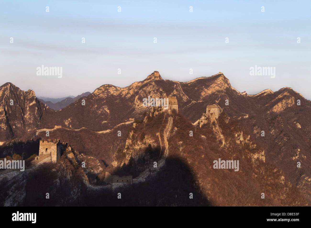 Sonnenaufgang auf der Great Wall Of China, Jiankou Beijing Stockfoto