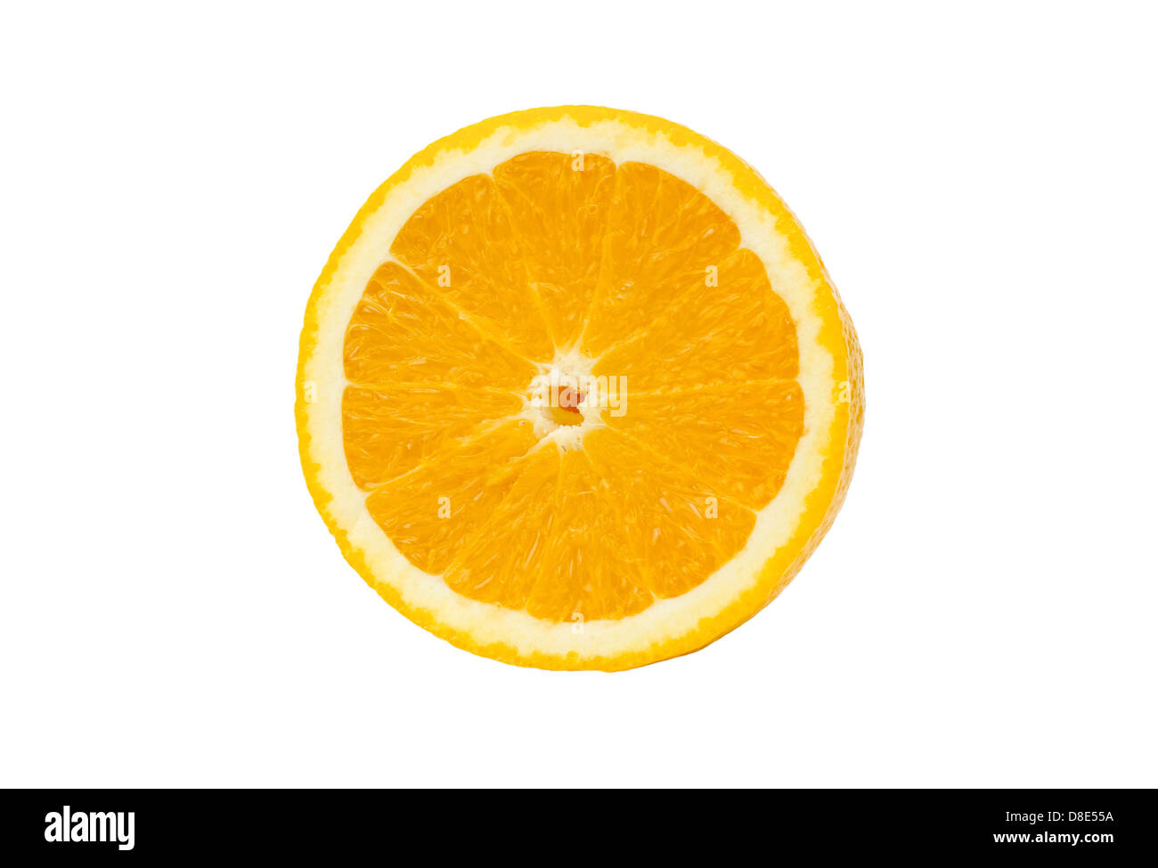 In Scheiben geschnitten orangenen isolierten auf weißen Hintergrund Stockfoto
