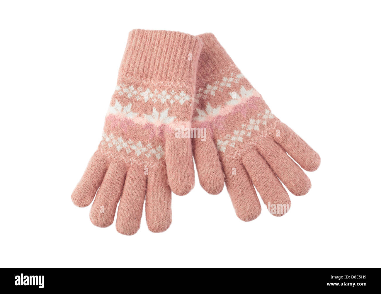 bunte Wolle Handschuhe isoliert auf weißem Hintergrund Stockfoto