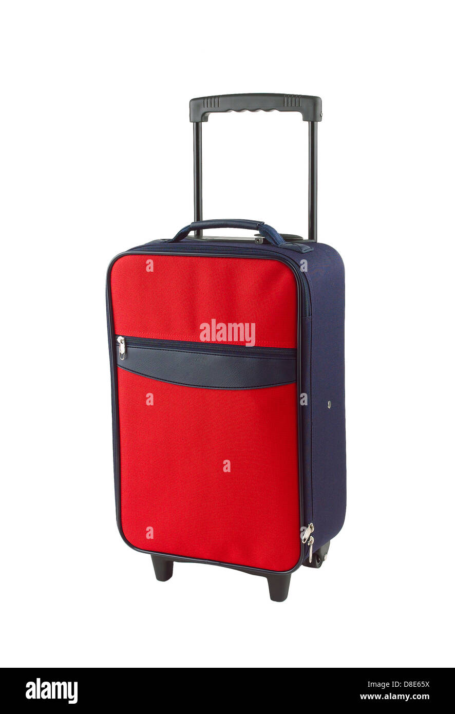 Rote und blaue Gepäck mit zwei Rädern Stockfoto
