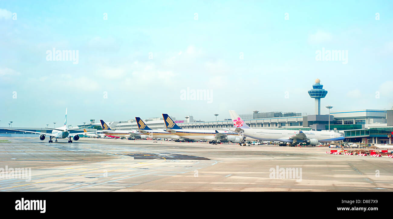 Zum internationalen Flughafen Changi. Stockfoto