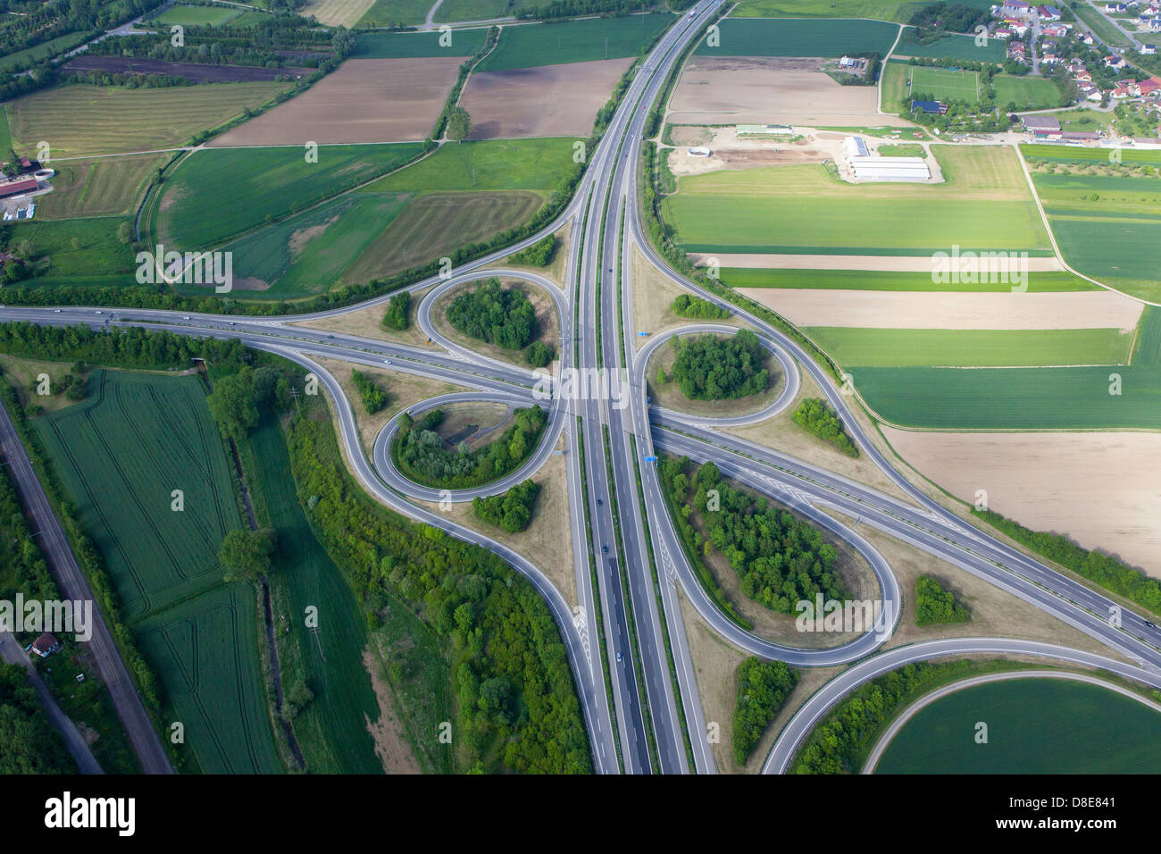 Autobahnkreuz Hegau, A81, Hegau, Baden-Württemberg, Deutschland, Europa Stockfoto