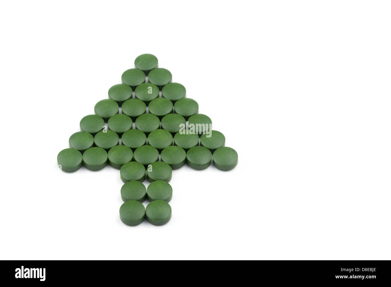 Chlorella Algentabletten in Pfeilform Stockfoto