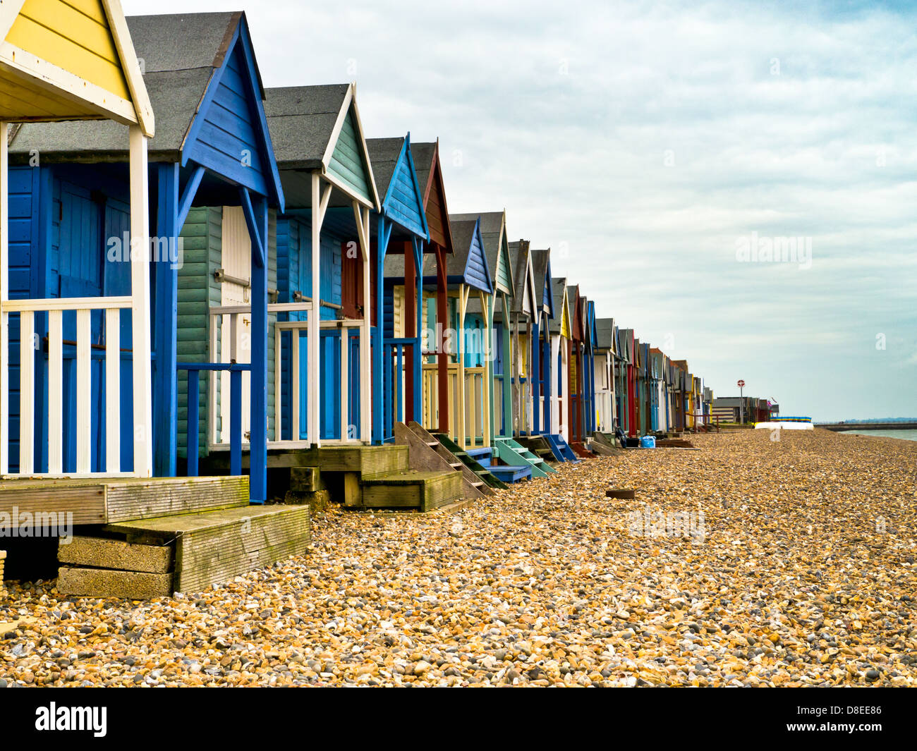 Strandhütten in Herne Bay, Kent Stockfoto