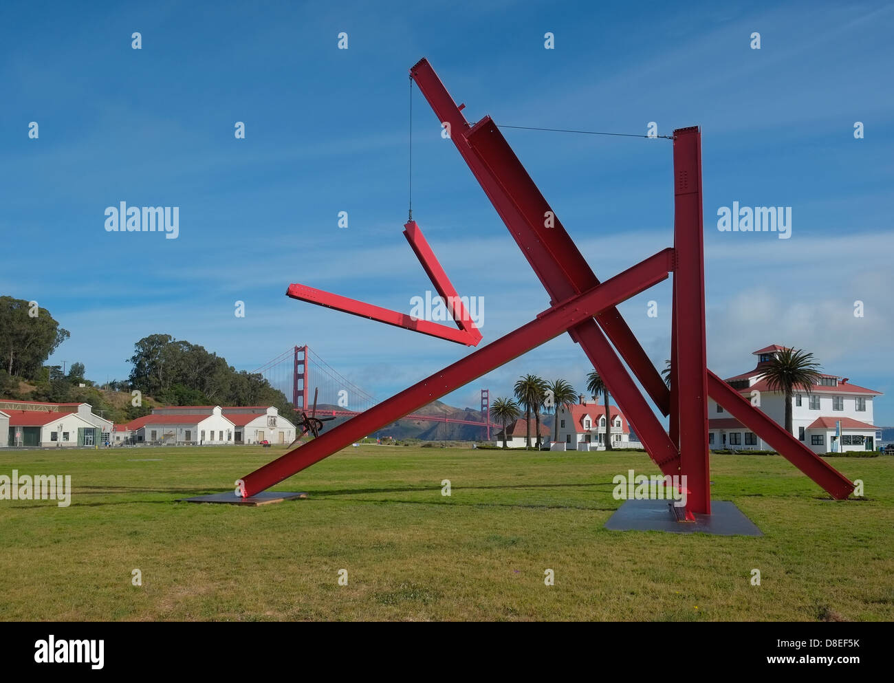 Bildhauer Mark Di Suveros Einbau in San Francisco. Stockfoto