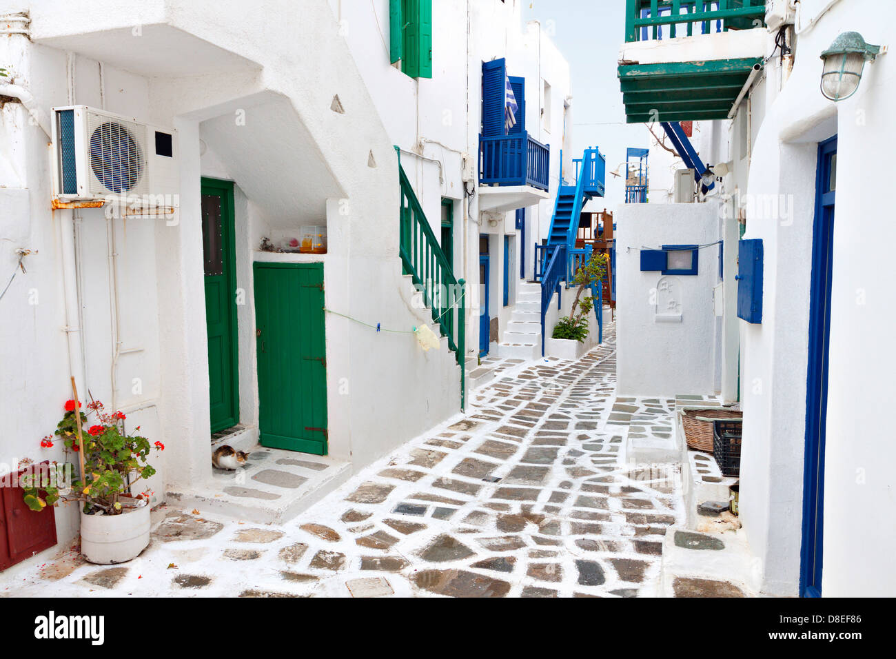 Traditionellen Straßen der Insel Mykonos in Griechenland Stockfoto