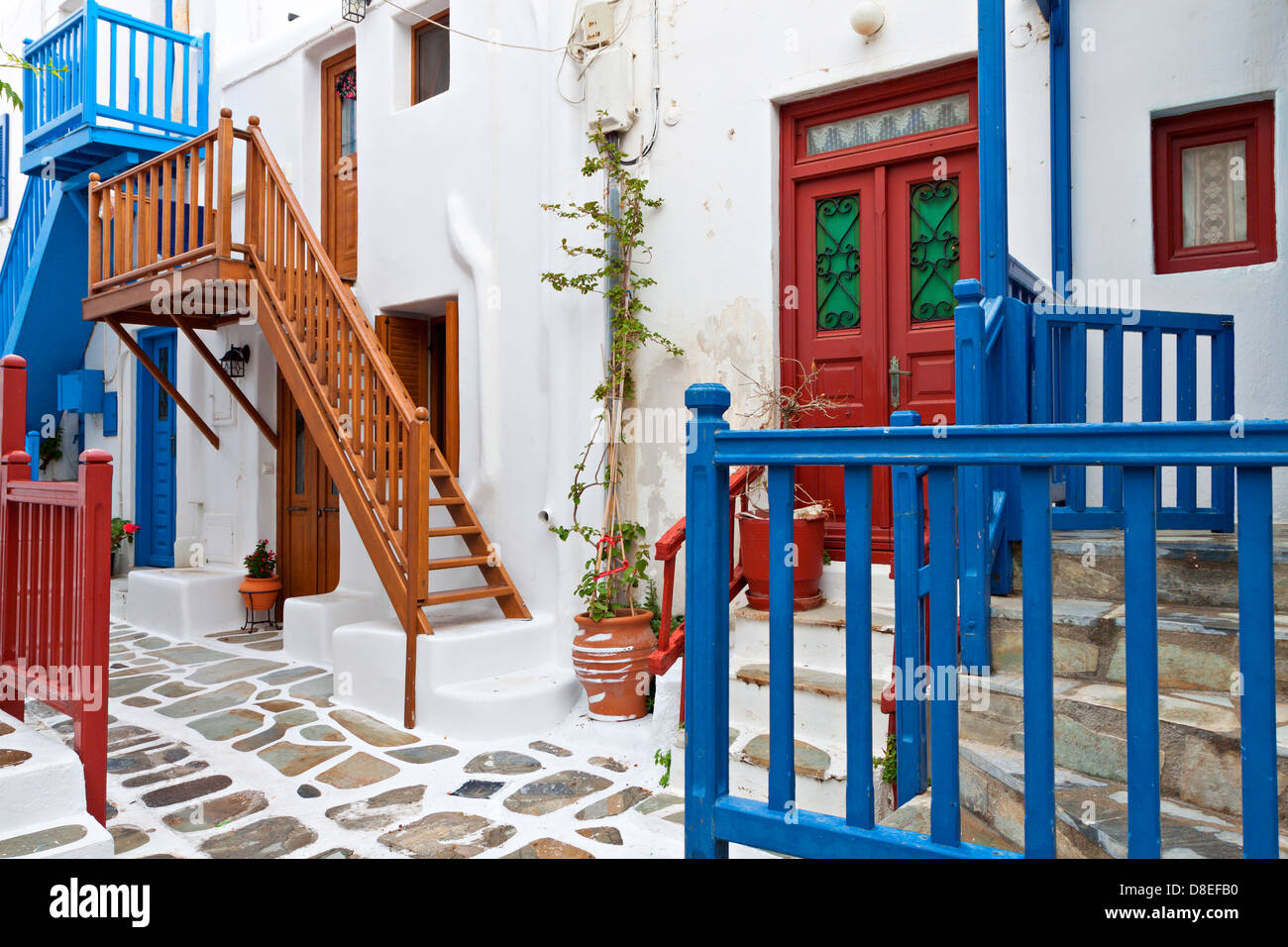Traditionellen Straßen der Insel Mykonos in Griechenland Stockfoto