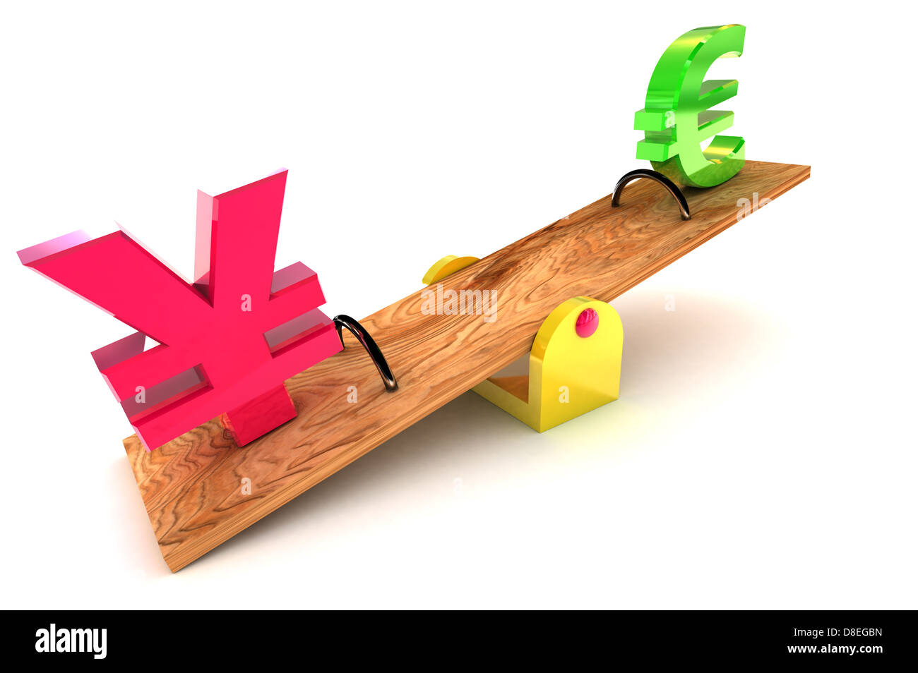 Eine bunte 3d gerendert starke Yen / Euro Concept Illustration Stockfoto