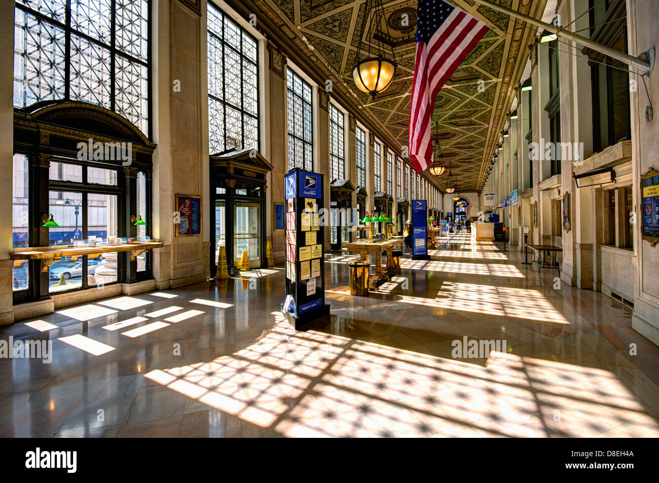 Innere des United States Post Office in New York City. Stockfoto