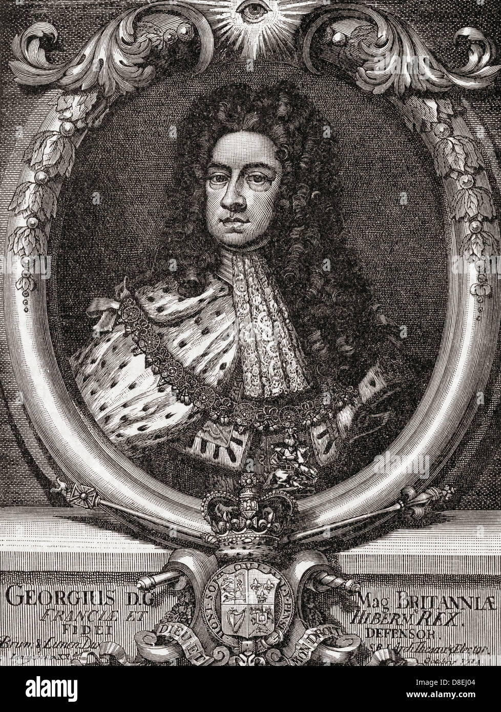 George I, 1660 – 1727. König von Großbritannien und Irland. Aus einer ersten Buch der britischen Geschichte veröffentlicht 1925. Stockfoto