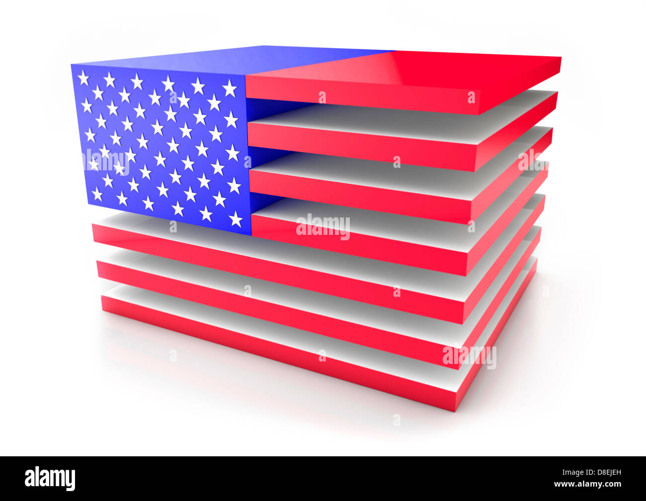 US - American - Stars And Stripes Flagge - 3D-Konzept Stockfoto
