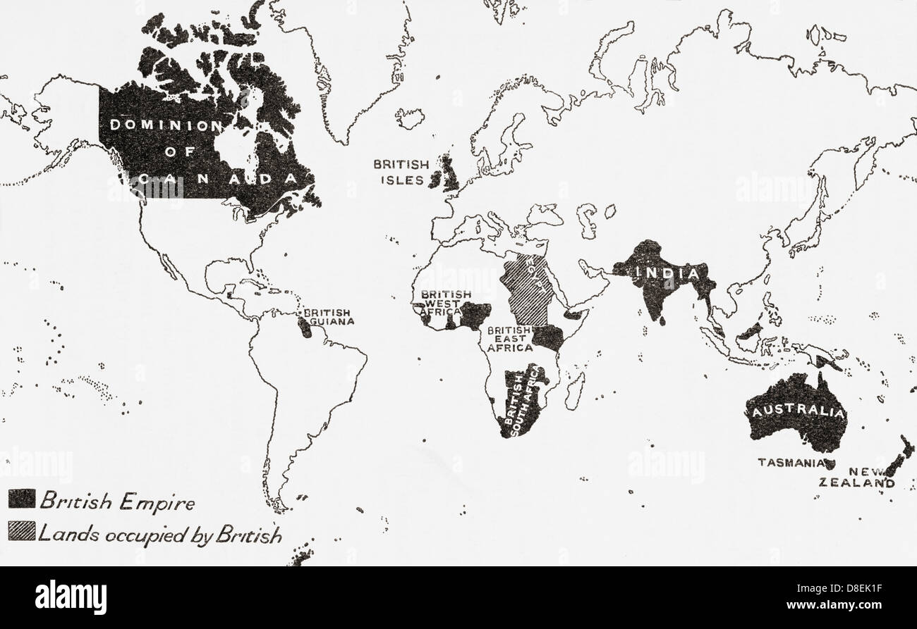 Karte des britischen Empire im Jahr 1901. Aus einer ersten Buch der britischen Geschichte veröffentlicht 1925. Stockfoto