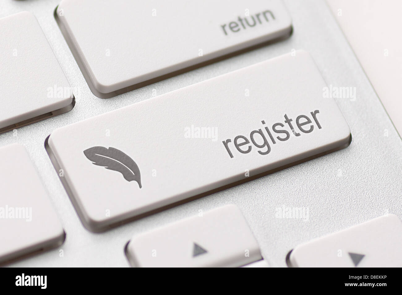 Nahaufnahme der Registerschlüssel in eine moderne Tastatur. Stockfoto