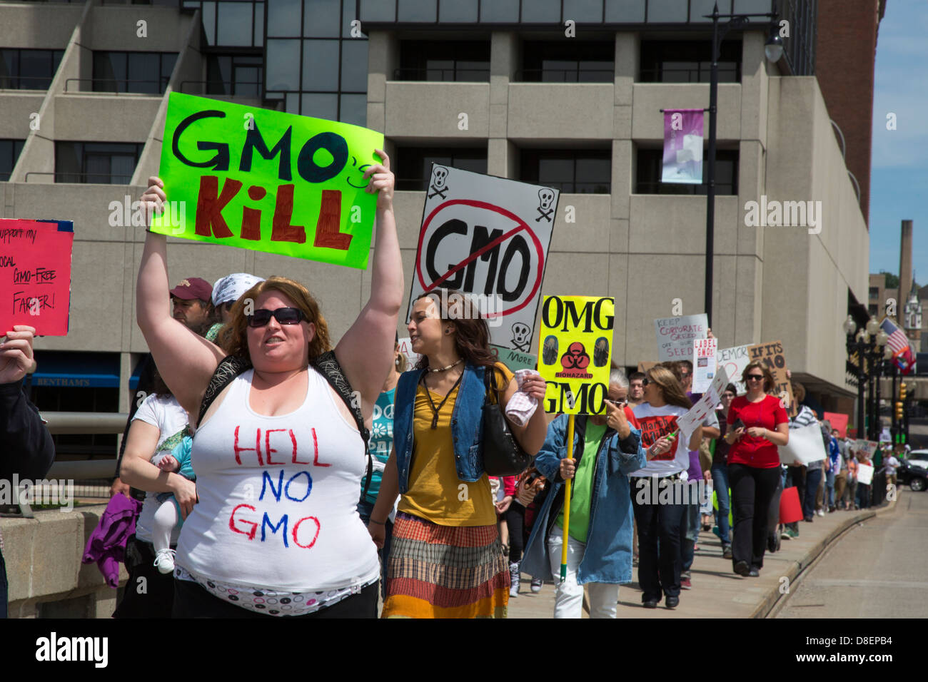 "März gegen Monsanto" Proteste gentechnisch veränderte Lebensmittel Stockfoto