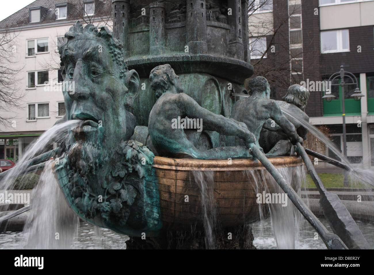 Eine Wasserfontäne in Koblenz, Deutschland Stockfoto