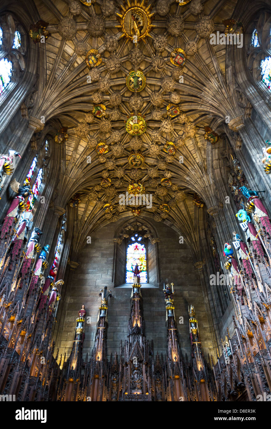 Großbritannien, Schottland, Edinburgh, Kathedrale St. Gile Interieur, die Distel-Kapelle. Stockfoto