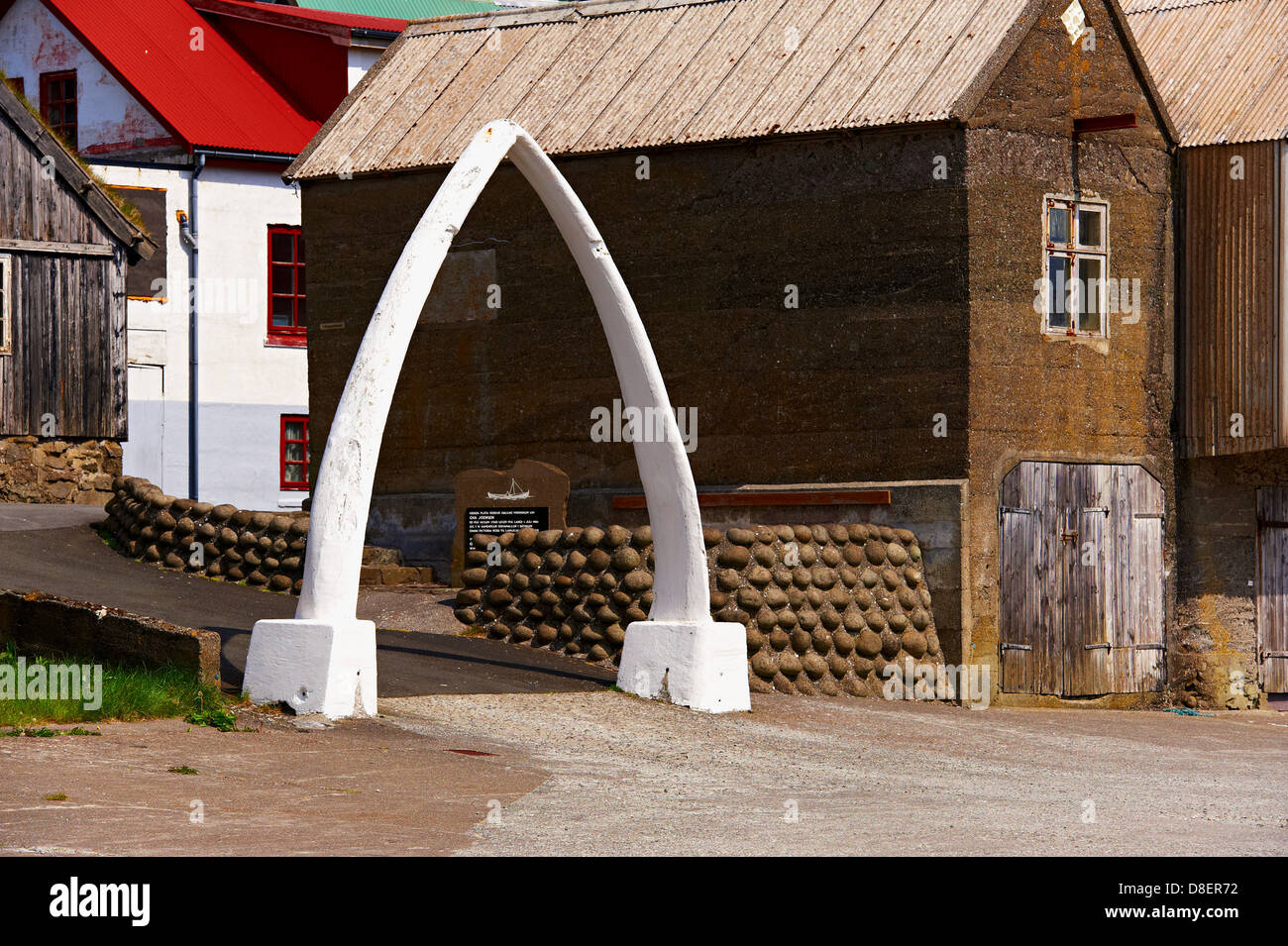 Kieferknochen eines großen Wals als Tor in Dorf Stockfoto