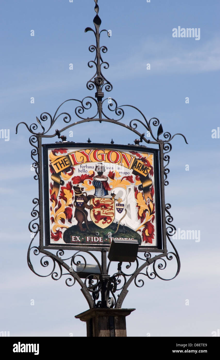 Lygon Arms Inn Zeichen Broadway Worcestershire England UK Stockfoto