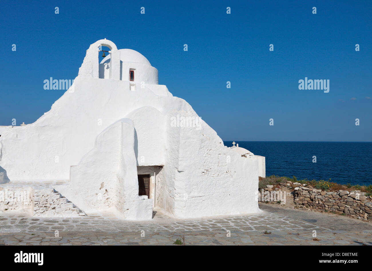 Alte Kirche der Panagia Paraportiani auf der Insel Mykonos in Griechenland Stockfoto