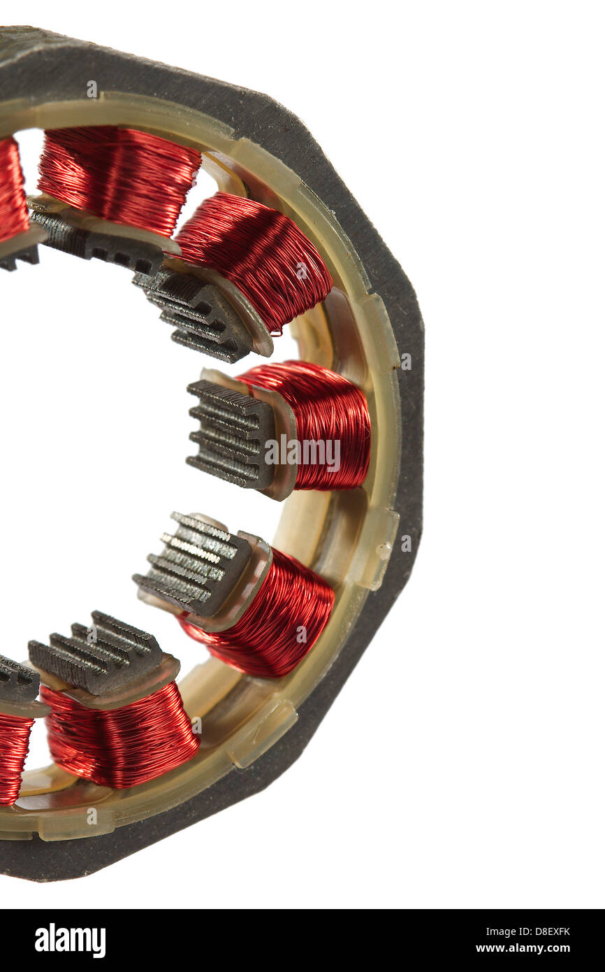 Motorwicklungen, isoliert auf weißem Hintergrund Stockfoto