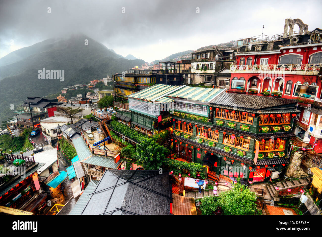 Hillside Teehäuser in Jiufen, New Taipei, Taiwan Stockfoto