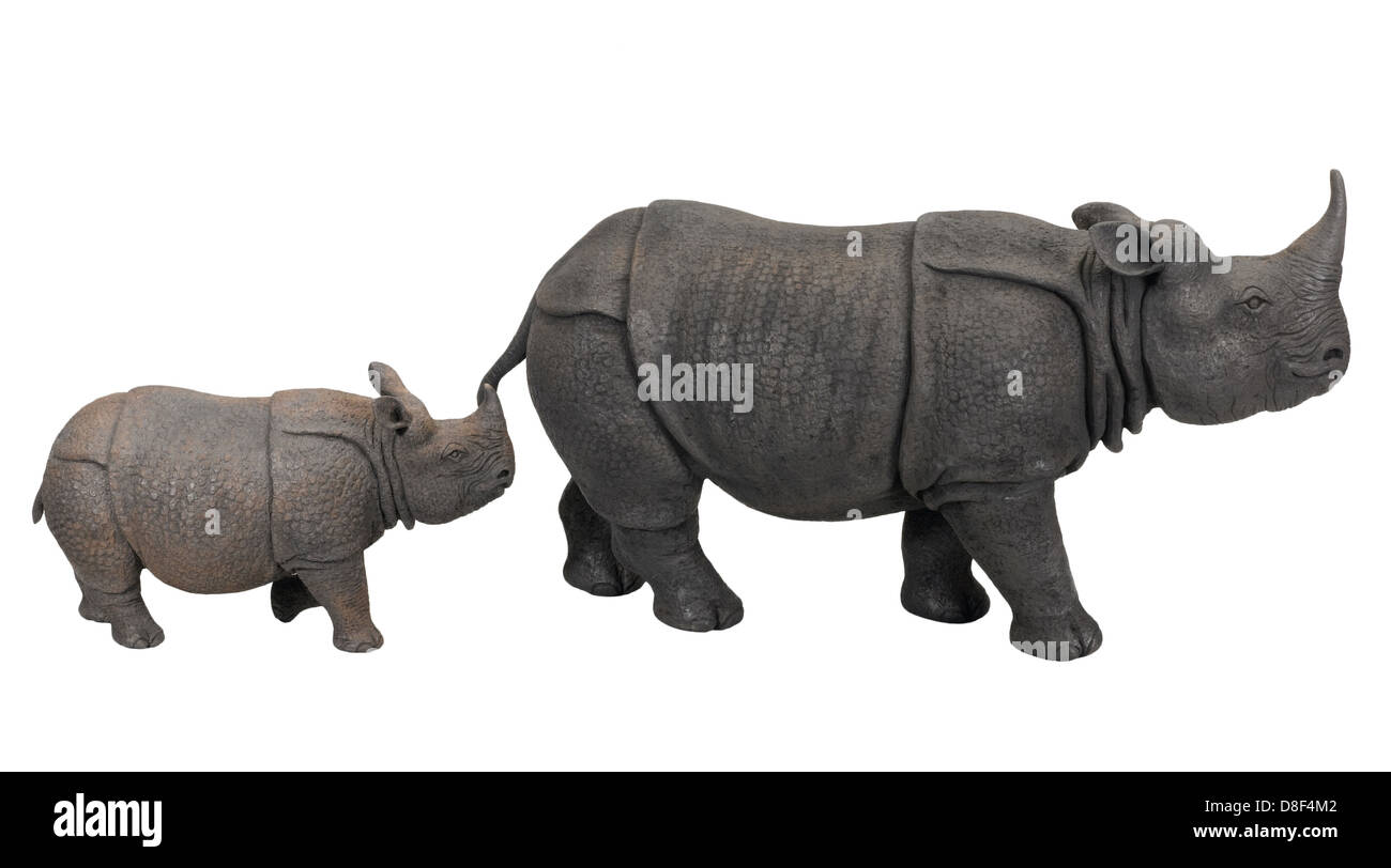 Schönen Ton Rhino und Kalb Stockfoto