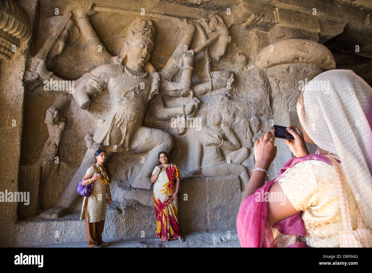 Höhle 32, buddhistischen Höhlen von Ellora, Indien Stockfoto