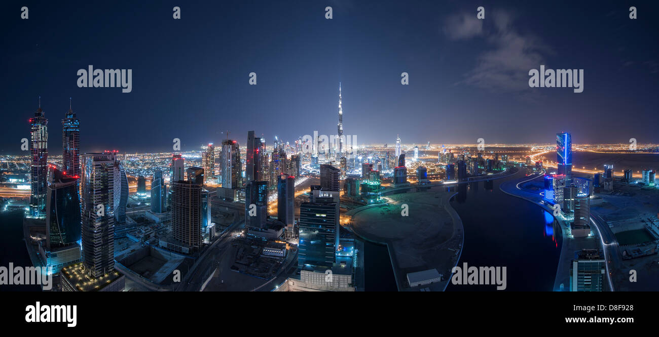Dubai Business Bay und Burj Dubai, Vereinigte Arabische Emirate Stockfoto