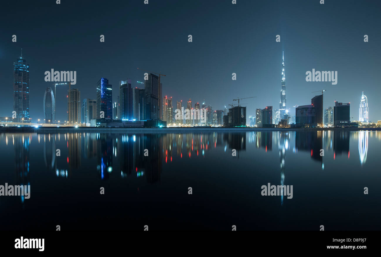 Skyline von Dubai, Business Bay, Vereinigte Arabische Emirate Stockfoto