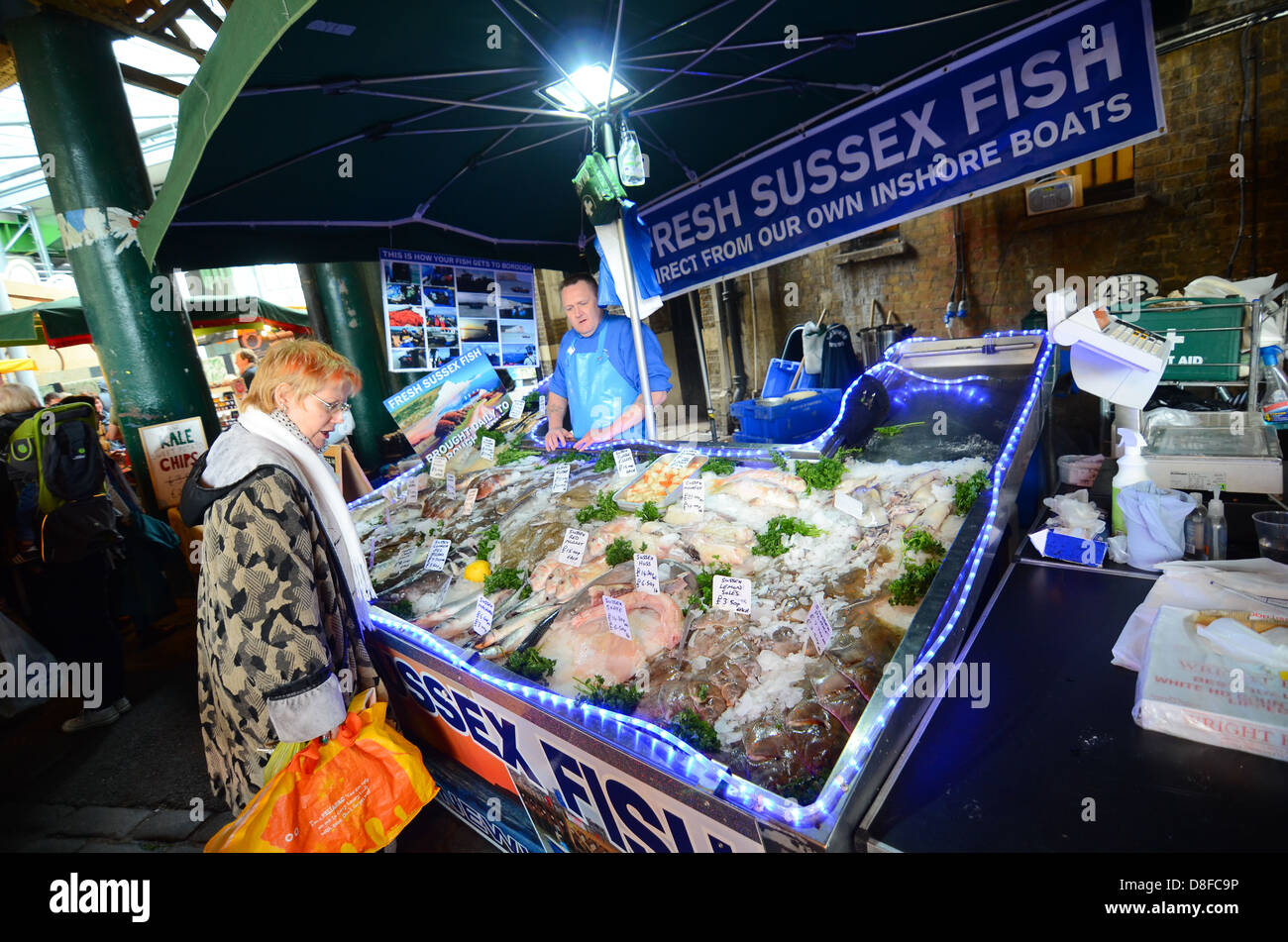 Borough Market in London, Vereinigtes Königreich. Stockfoto