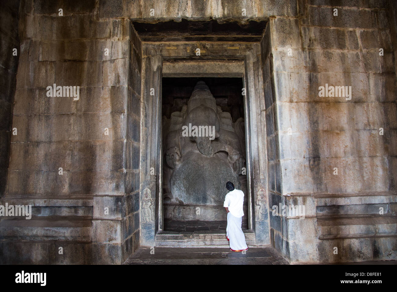 Kadlekalu Ganesh Tempel, Hampi, Indien Stockfoto